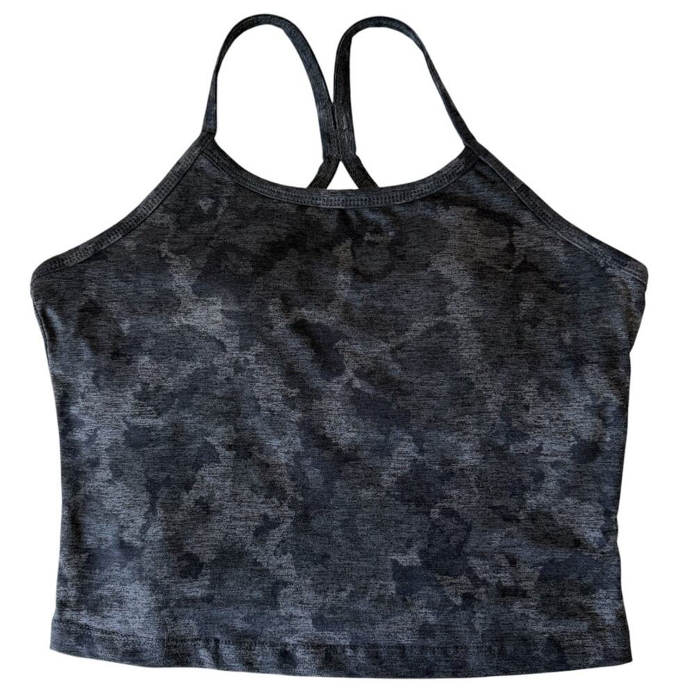 Kyodan Cropped Racerback Bra Top Activewear Athleisure Black Camo Size Medium